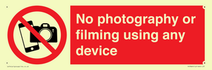 No photography or filming using any device